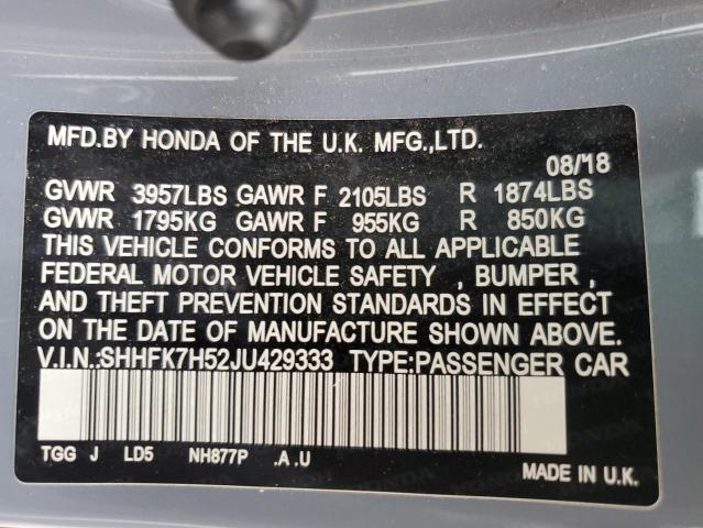 SHHFK7H52JU429333 Honda CIVIC EX