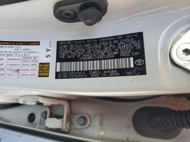 JTDKARFU1G3510094 Toyota Prius