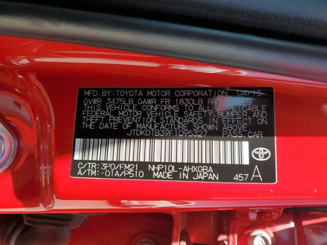 JTDKDTB39F1095327 Toyota PRIUS C
