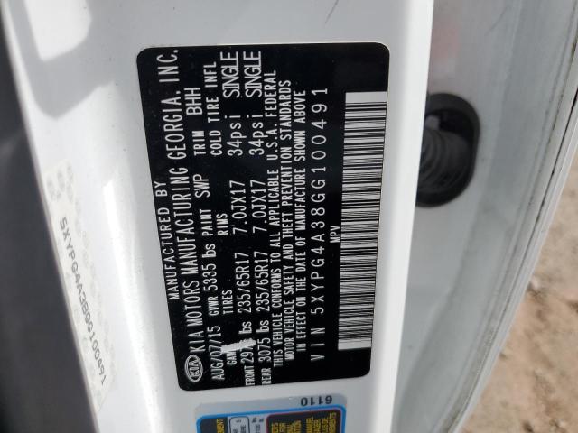 5XYPG4A38GG100491 KIA SORENTO LX
