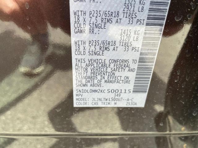 5N1DL0MM2KC500115 Infiniti QX60 LUXE