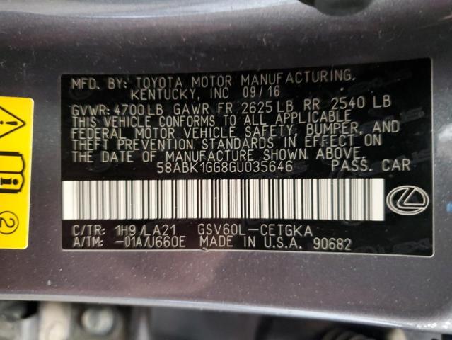 58ABK1GG8GU035646 Lexus ES 350
