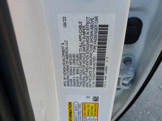 1HGCV1F46NA079501 Honda Accord Sport Se