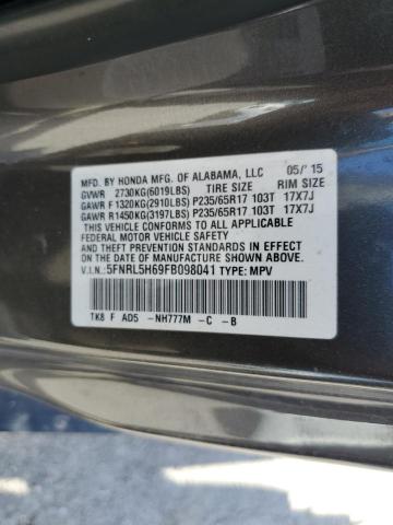 5FNRL5H69FB098041 Honda ODYSSEY EXL