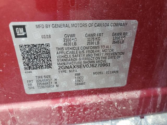 2GNAXSEV0J6270961 Chevrolet EQUINOX LT