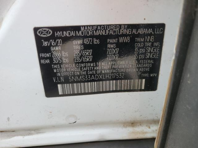 5NMS33ADXLH217532 Hyundai Santa Fe Sel