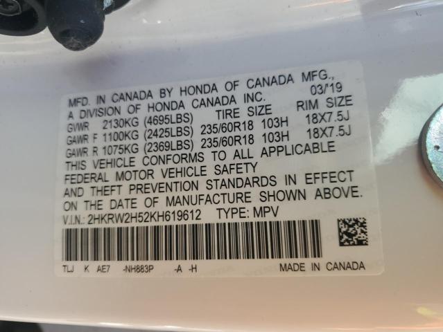 2HKRW2H52KH619612 Honda CR-V EX