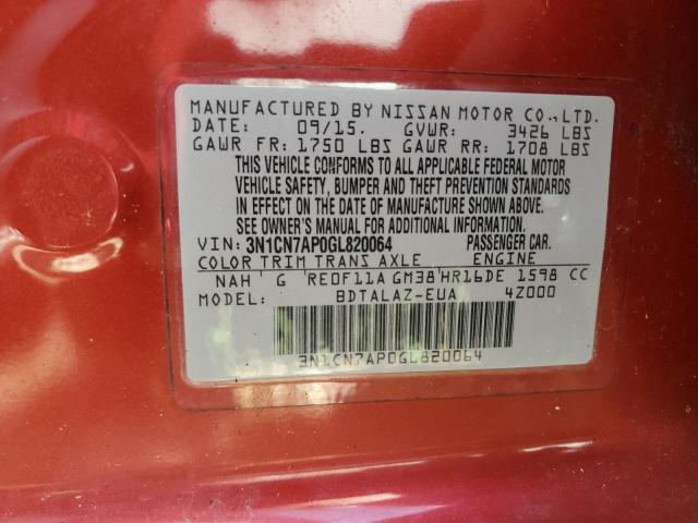 3N1CN7AP0GL820064 Nissan VERSA S
