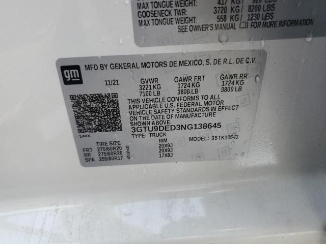 3GTU9DED3NG138645 GMC Sierra Limited K1500 Slt
