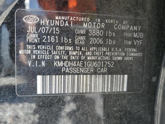 KMHDH4AE1GU601752 Hyundai ELANTRA SE