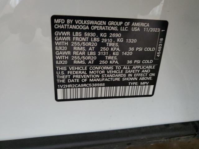 1V2HR2CA9RC538988 Volkswagen ATLAS SE
