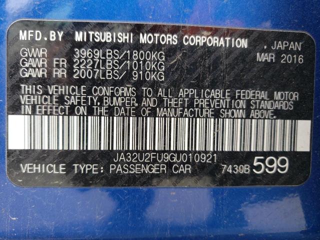 JA32U2FU9GU010921 Mitsubishi LANCER ES