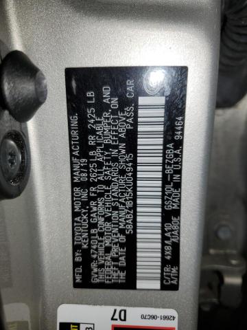 58ABZ1B15KU049415 Lexus ES 350