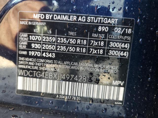 WDCTG4EBXJJ497428 Mercedes-Benz GLA 250