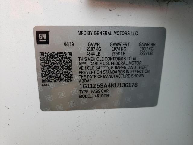 1G11Z5SA4KU136178 Chevrolet IMPALA LT
