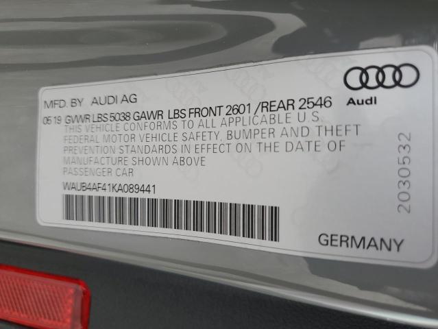 WAUB4AF41KA089441 Audi S4 Premium Plus