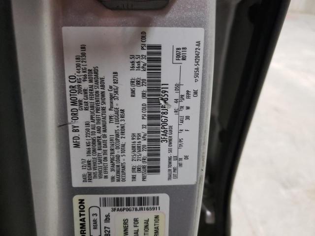 3FA6P0G78JR165911 Ford FUSION S