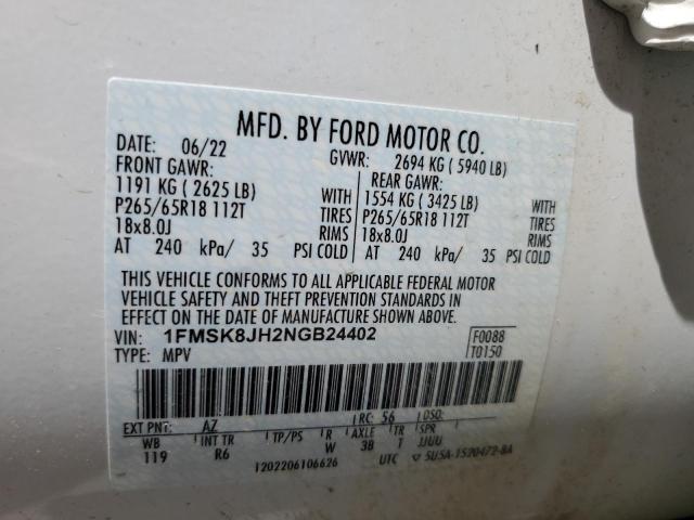 1FMSK8JH2NGB24402 Ford Explorer Timberline