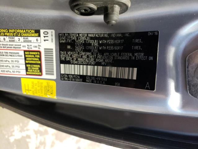 5TDKK3DC3GS737967 Toyota SIENNA LE
