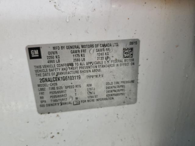 2GNALCEK1G6103119 Chevrolet EQUINOX LT