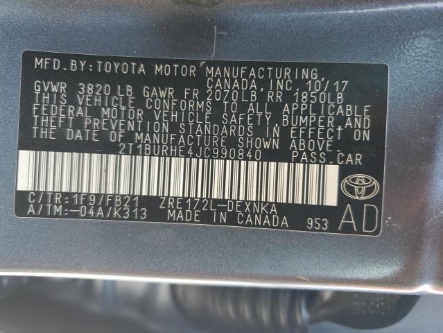 2T1BURHE4JC990840 Toyota COROLLA L