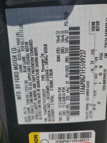 1FA6P0G71F5109237 Ford FUSION S