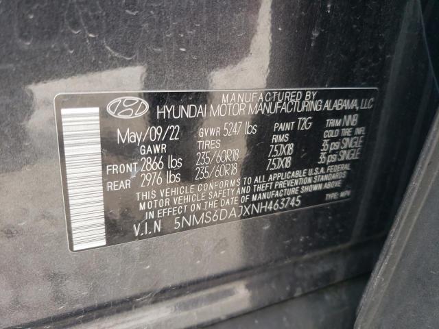 5NMS6DAJXNH463745 Hyundai Santa Fe Sel