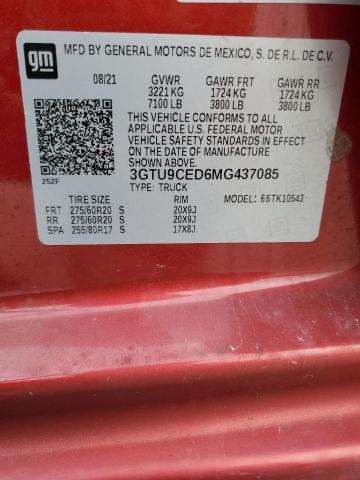 3GTU9CED6MG437085 GMC Sierra K1500 Elevation