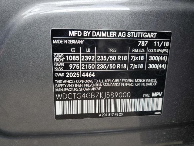 WDCTG4GB7KJ589000 Mercedes-Benz Gla 250 4matic
