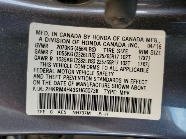 2HKRM4H43GH650738 Honda CR-V SE
