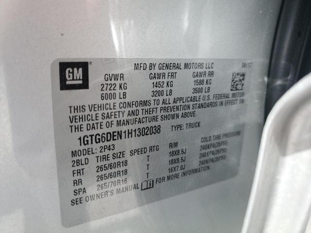1GTG6DEN1H1302038 GMC CANYON SLT