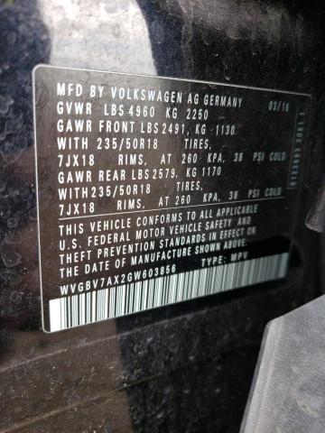 WVGBV7AX2GW603856 Volkswagen TIGUAN S