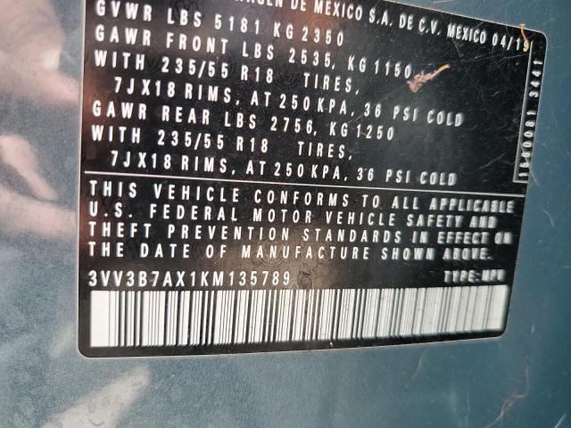 3VV3B7AX1KM135789 Volkswagen TIGUAN SE