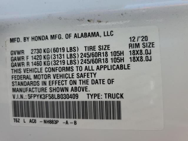 5FPYK3F58LB030409 Honda Ridgeline Rtl