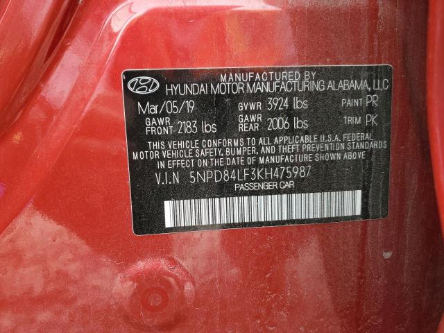 5NPD84LF3KH475987 Hyundai ELANTRA SEL