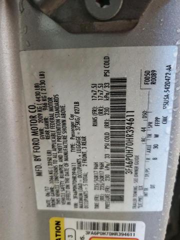 3FA6P0H70HR394611 Ford FUSION SE