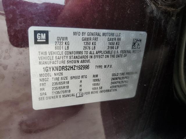 1GYKNDRS2HZ192996 Cadillac XT5 LUXURY