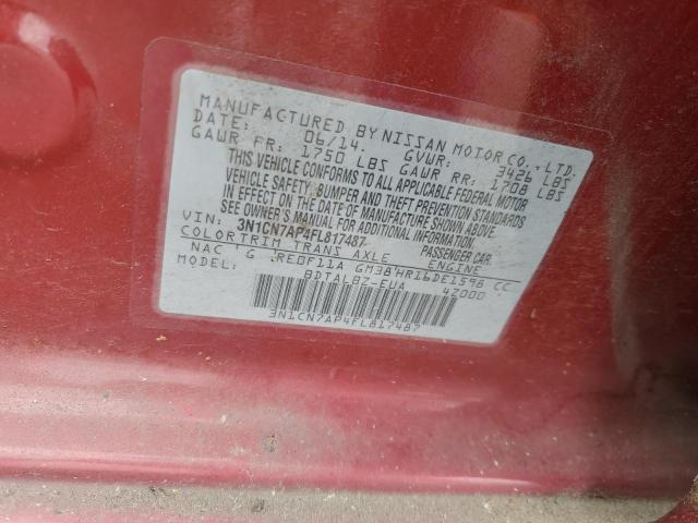 3N1CN7AP4FL817487 Nissan VERSA S