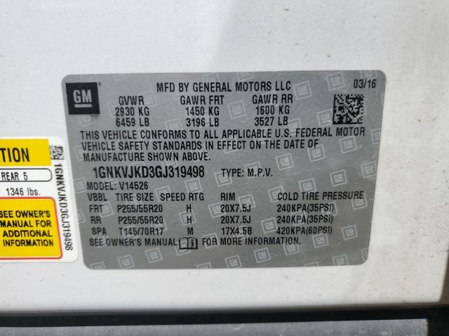 1GNKVJKD3GJ319498 Chevrolet Traverse Ltz