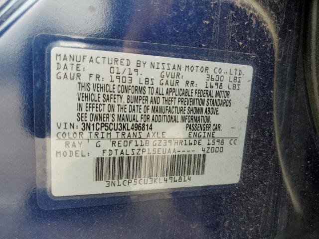 3N1CP5CU3KL496814 Nissan KICKS S