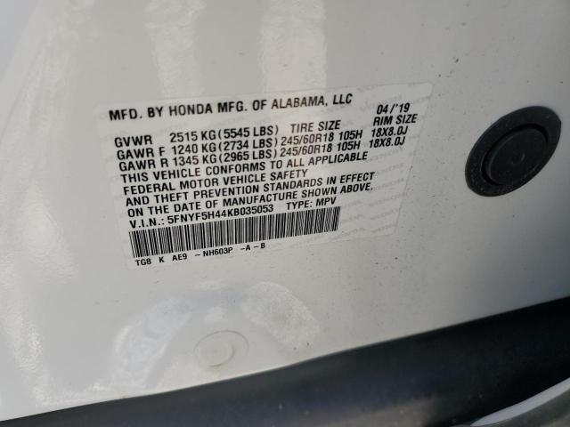 5FNYF5H44KB035053 Honda PILOT EXL