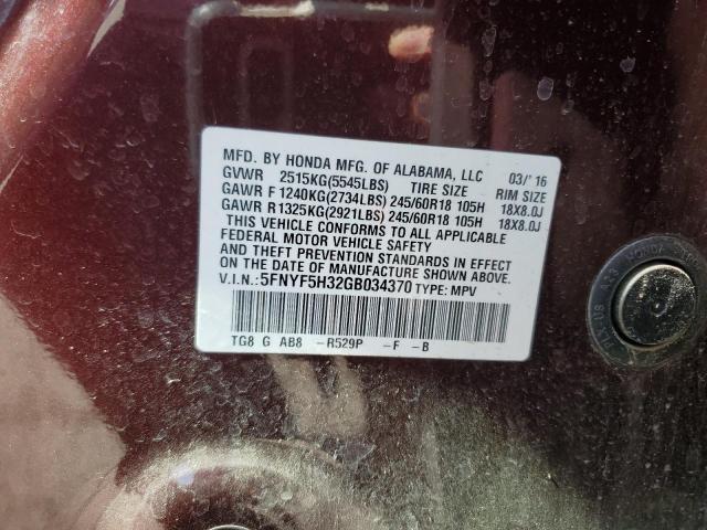 5FNYF5H32GB034370 Honda Pilot Ex