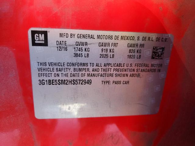 3G1BE5SM2HS572949 Chevrolet CRUZE LT