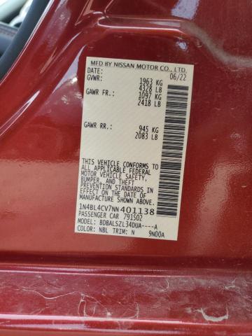 1N4BL4CV7NN401138 Nissan ALTIMA SR