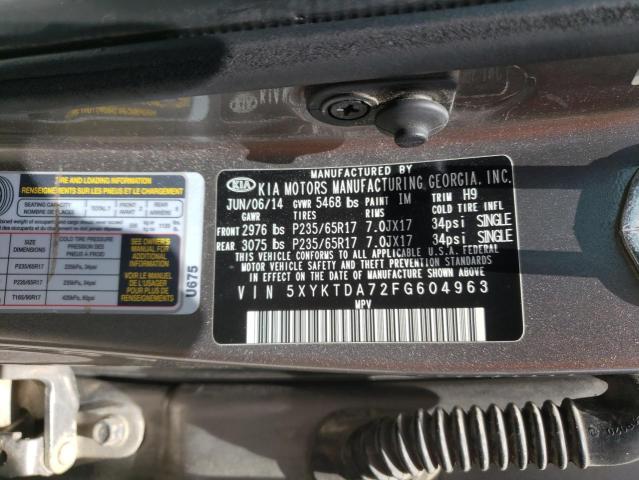 5XYKTDA72FG604963 KIA SORENTO LX