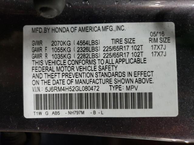 5J6RM4H52GL080472 Honda CR-V EX