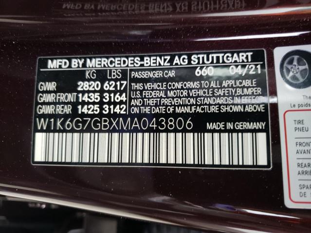 W1K6G7GBXMA043806 Mercedes-Benz S 580 4matic