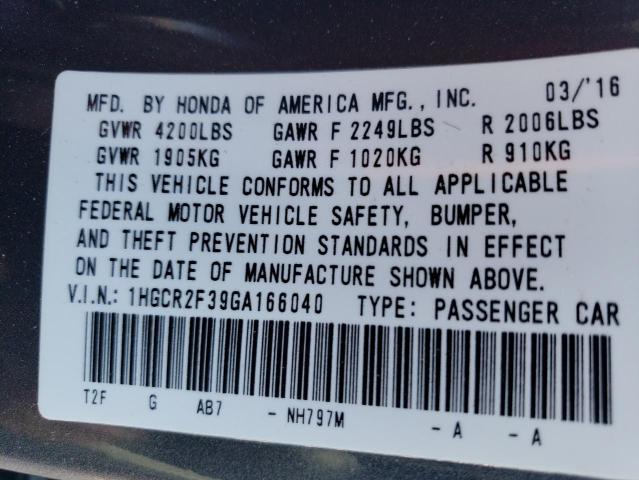 1HGCR2F39GA166040 Honda ACCORD LX