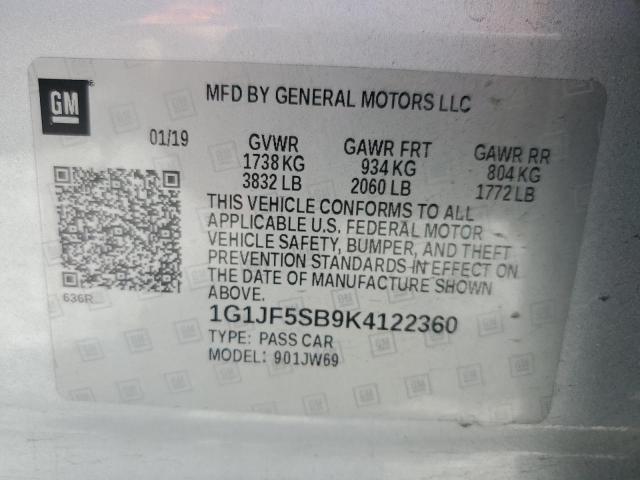 1G1JF5SB9K4122360 Chevrolet Sonic Premier