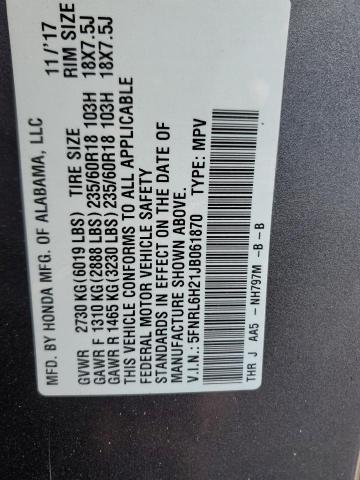 5FNRL6H21JB061870 Honda ODYSSEY LX